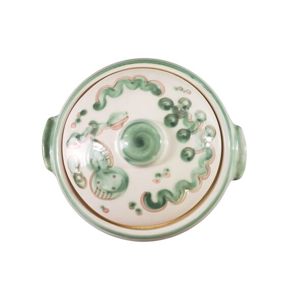 Vintage MA Hadley Pear and Grape Green 2 Quart Covered Casserole - Picture 2 of 7